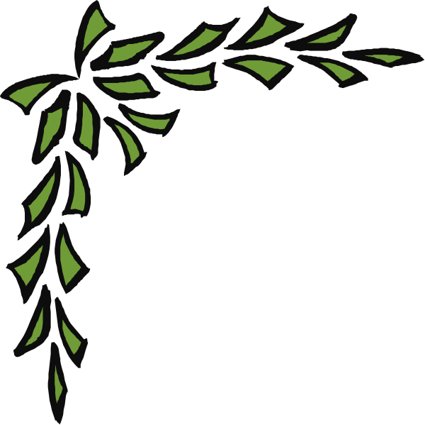 The black background features a white laurel wreath with green leaves on either side of it.