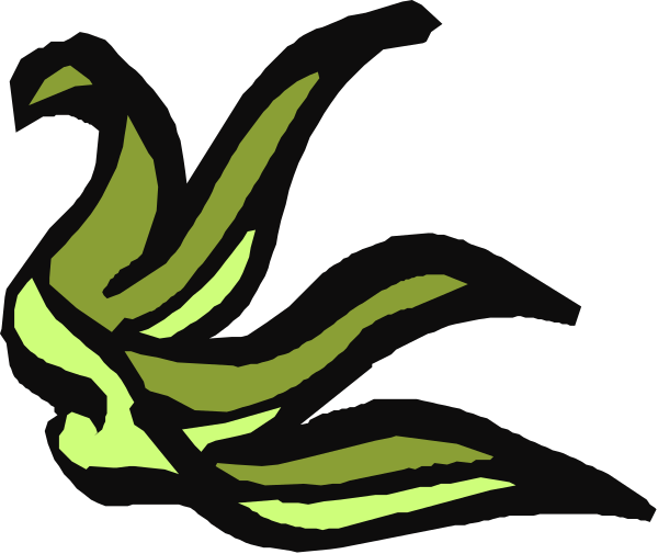 The image shows a stylized depiction of two bananas with green leaves against a black background.
