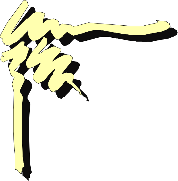 The image shows a black silhouette of an animal with its head turned to look at something offscreen on what appears to be a yellow background.