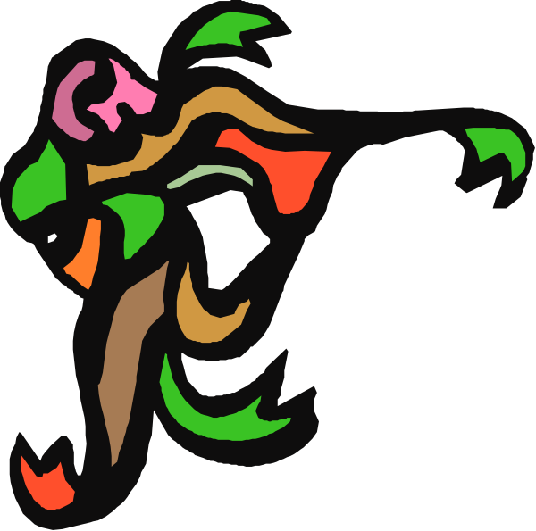 The image shows a cartoon of an animal with humanoid features running on two legs to its right side against a black background.