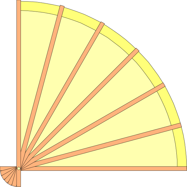 The image shows a simple illustration of an open umbrella with eight segments against a black background.
