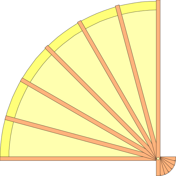 The image shows a simple illustration of an open umbrella with its ribs spread out against a plain background.