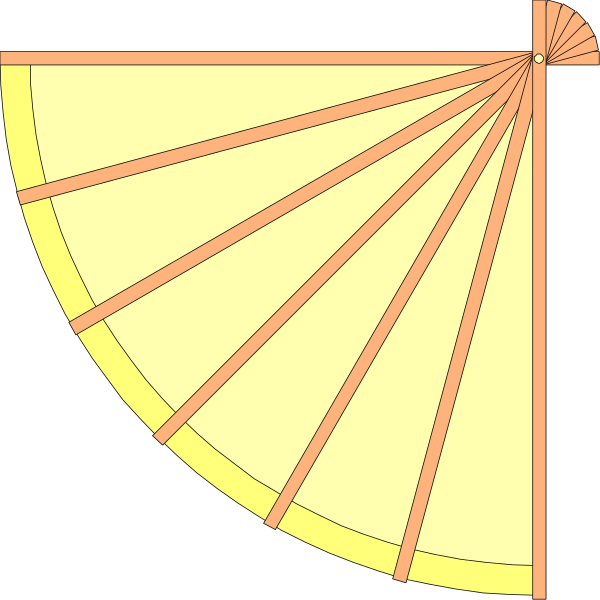 The image shows a simple geometric figure resembling an orange slice with its interior filled by another shape that appears to be a circle segmented into six parts of equal size.