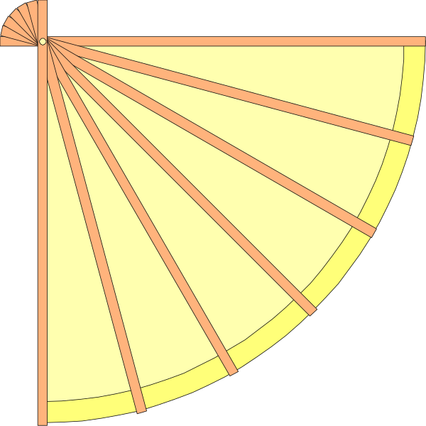 The image shows a simple geometric representation of an object that resembles a sun with rays emanating from its center to form segments on what appears to be a circular background.