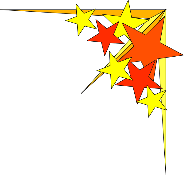 The image shows a black background with an explosion of red stars on either side that resemble fireworks against it; there is no text present in this clip-art illustration.