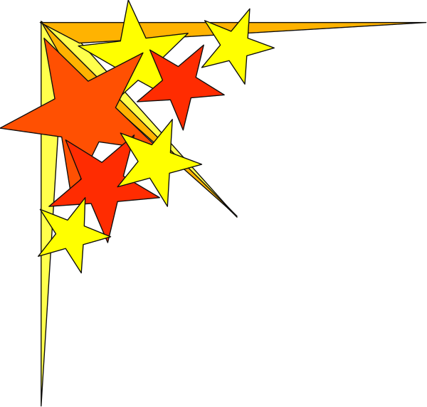 The image shows a black background with colorful starbursts on either side of what appears to be an arrow pointing towards them from above.