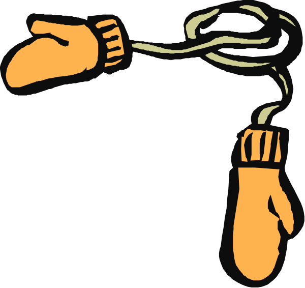 The image shows a cartoon of an orange glove with two hands holding it up against a black background.