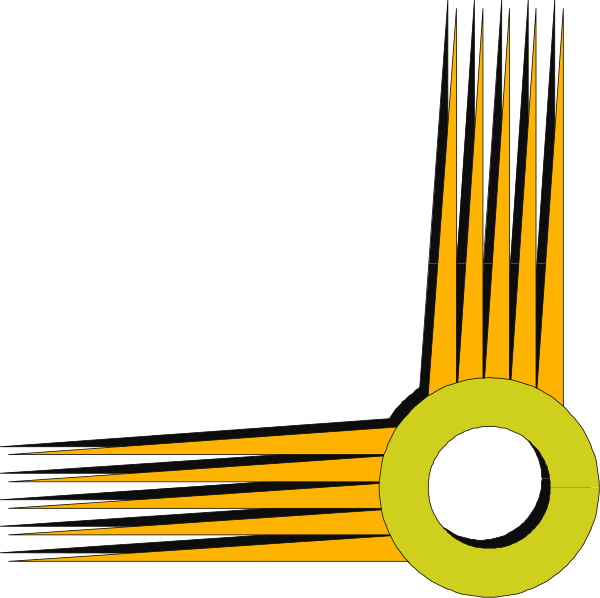 The image shows a black background with abstract yellow lines that resemble rays of light emanating from an unseen source at one end to create a sense of movement across space.