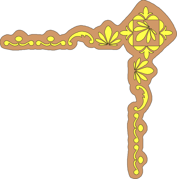 The image shows a black background with two decorative borders on either side of an empty space that resembles a blank page in between them; there is no text present within this clip-art illustration.