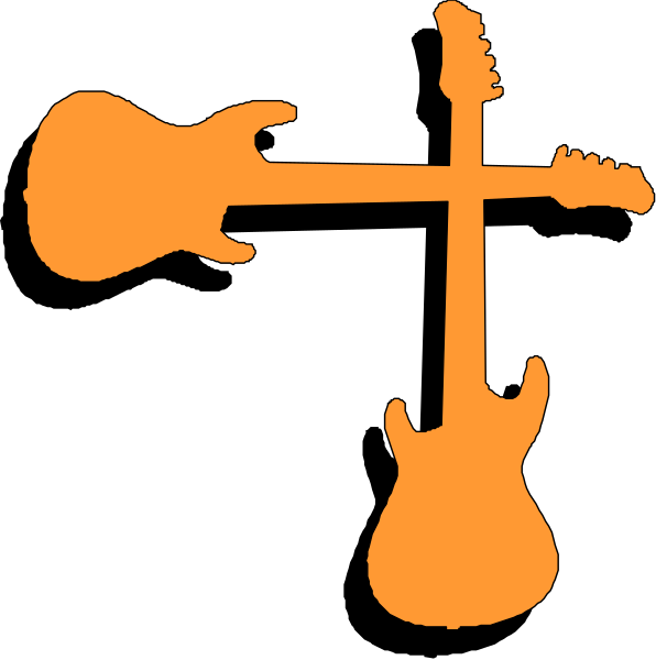 The images show two guitars crossed over each other with a black background; there is no text present on either image to provide additional context about what might be happening in these pictures.