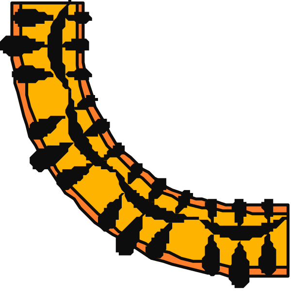 The image shows a black background with an orange border featuring stylized tiger stripes on either side of what appears to be a yellow crescent moon shape in the center.