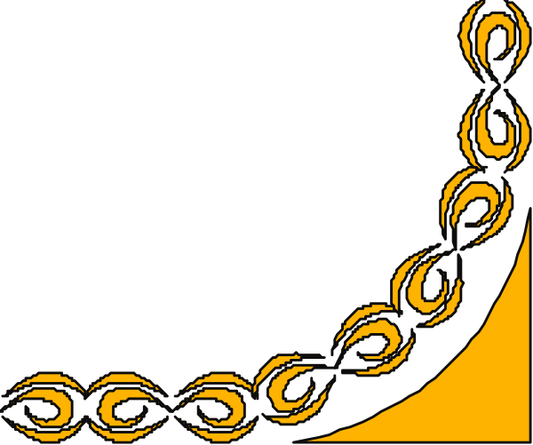 The image shows a black background with an intricate gold chain design at top left corner that curves around to form a loop on right side of frame; there is no text present in this clip-art graphic.