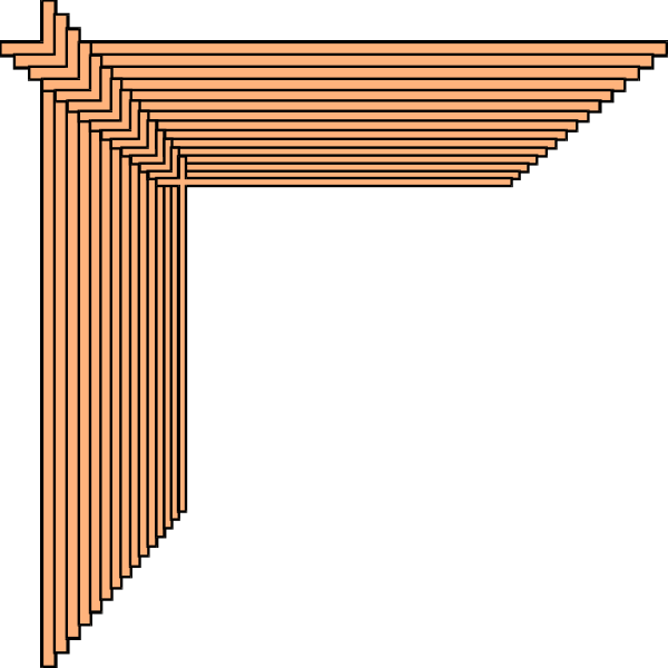 The image shows a black background with an orange abstract design that resembles stylized waves or lines forming what appears to be a letter 'T'.