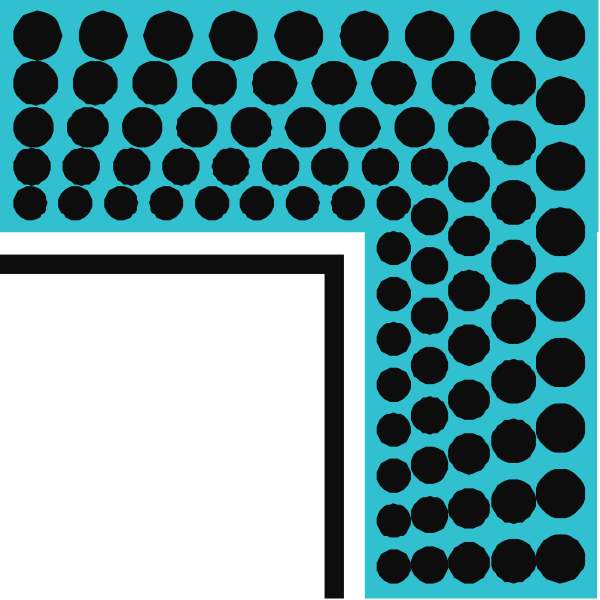 The image shows a black background with white polka dots forming an abstract pattern that resembles a grid-like structure within which there is no discernible content to provide specific details about objects, people, animals, actions, and setting.