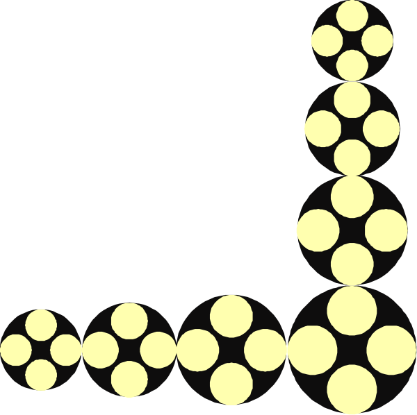 The image shows a black background with white circles arranged to resemble an abstract pattern that could be interpreted as either a face or some other form of design; it is unclear due to its simplicity.