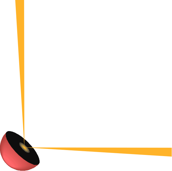 The image shows a simple black background with two red circles on it that appear to be eyes of an object resembling a face due to their positioning at top left corner; there is no text present in this clip-art image, and all other elements or details beyond these are not visible enough for me to describe.