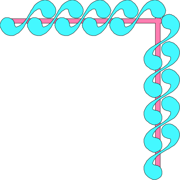 The image shows a stylized graphic of two intertwined blue spirals with pink outlines against a black background on what appears to be an electronic device screen displaying this design as part of its interface, possibly for drawing purposes given the presence of lines and shapes that suggest tools or options related to digital art creation.