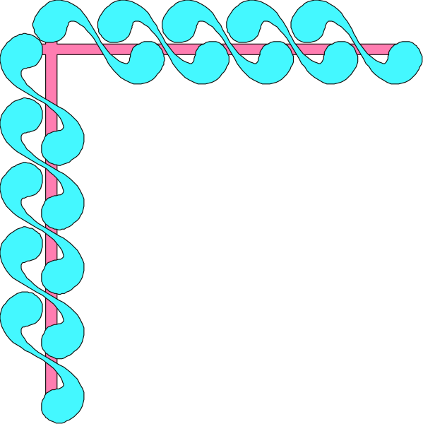 The image shows a stylized graphic with abstract shapes resembling swirls of blue color against a black background within what appears to be an oval frame outlined in pink.