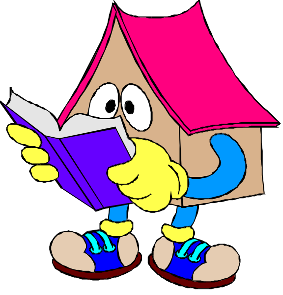 The first frame shows a cartoon character holding an open book with both hands while standing next to it; this is set against black backgrounds in each case.