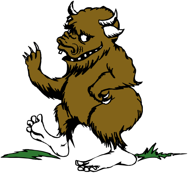 The image shows a cartoon of an anthropomorphic brown bear standing on two legs with its arms outstretched as if waving to someone off-camera.