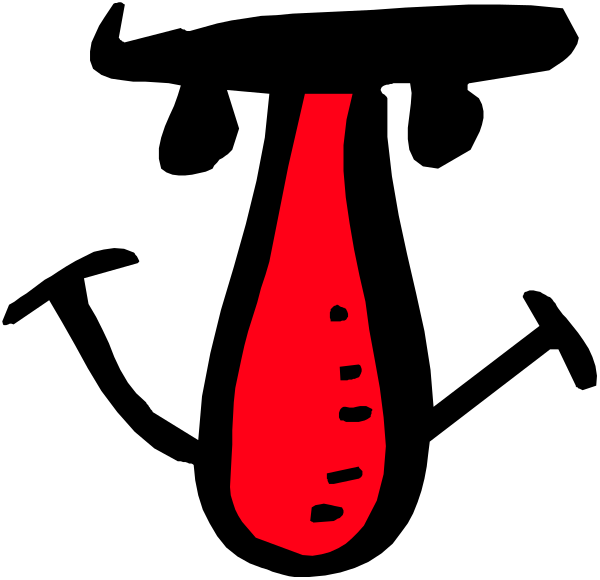 The red silhouette of a bottle with an elongated neck on top against black background.