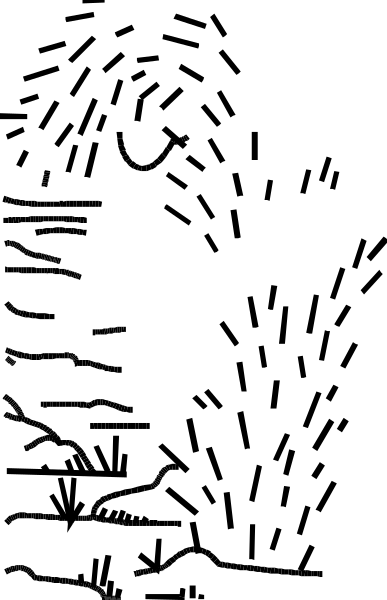 The image shows a black and white photo of an object with multiple sections that appear to be part of some sort of machinery or equipment due to their geometric shapes and alignment patterns within what looks like a larger structure; there is no text present in this small clip-art image, so I cannot provide any information about the content.