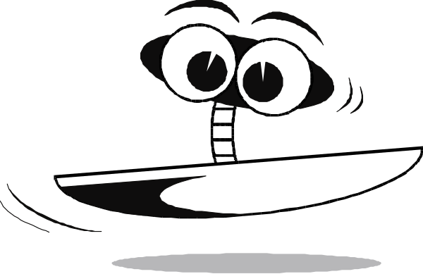 The image shows a black cartoon character with big eyes that appears to be smiling at something offscreen.