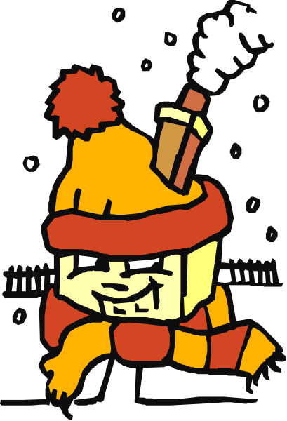 The image shows a cartoon of an anthropomorphic character with red hair wearing a beanie hat sitting on top of what appears to be a brick wall at nighttime under starry skies; there is no text present in this clip-art illustration.