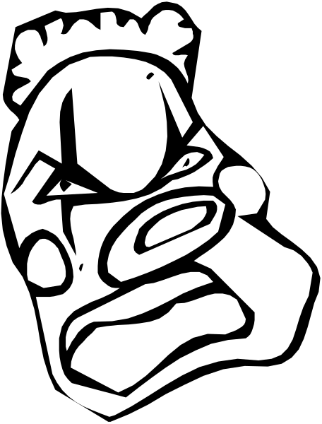 The black and white cartoon shows a caricature of an angry face with exaggerated features such as large eyes and teeth, along with pronounced eyebrows and wrinkles on its forehead.