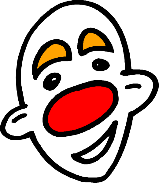 The image shows a cartoon face with exaggerated features such as large eyes and an open mouth displaying teeth.