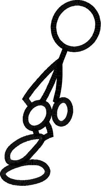 The image shows a black and white photo of an object with multiple shapes on it against a gray background.