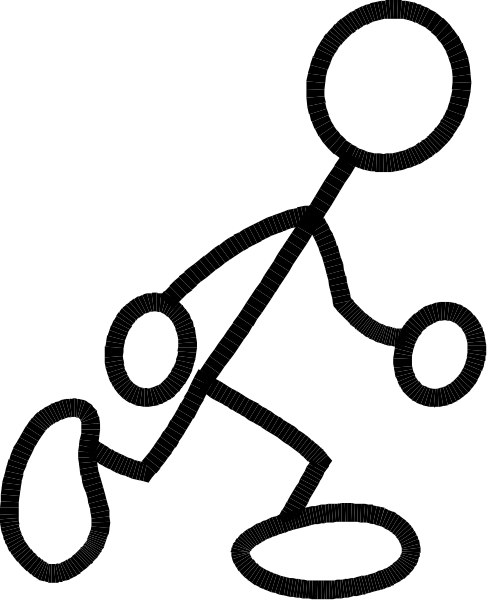 The black and white photo shows a person with an exaggeratedly large head looking down at two smaller heads that appear to be crying tears of joy.