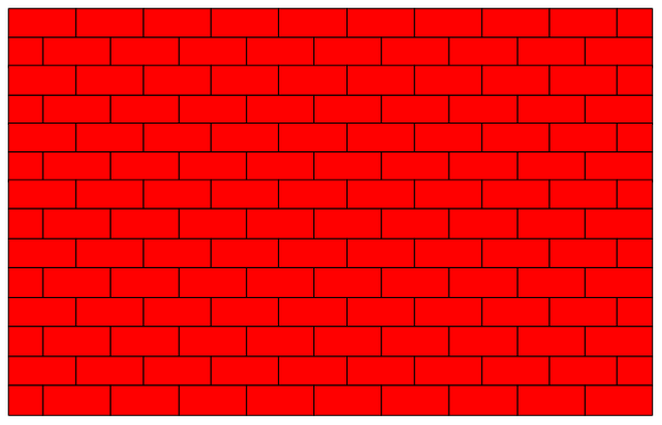 The image shows a red brick wall with white trim on top of it.