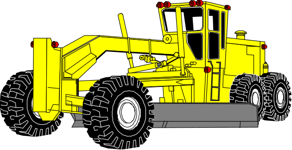The image shows a yellow construction vehicle with large wheels on it parked next to another similar truck that is also painted yellow but has smaller tires.