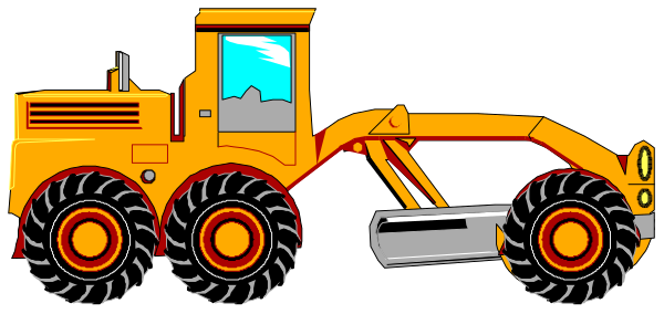 The image shows a yellow bulldozer with large black tires parked on top of an orange construction vehicle that is also equipped with big wheels in what appears to be a gravel lot during daylight hours under clear skies, and there's no visible text or people present within the frame.
