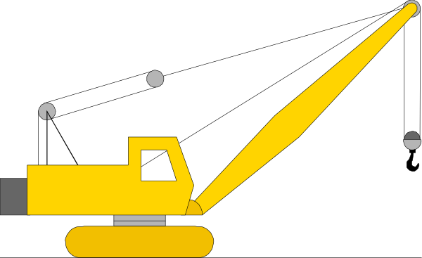 The black and white pixelated image shows a scene with various elements: there is an object that resembles a yellow crane on top of what appears to be a building; below this structure, another smaller figure seems to represent some sort of equipment or machinery; in front of these objects are two small figures standing upright. The background features the silhouette of trees and possibly other buildings against a dark sky with stars visible above them.