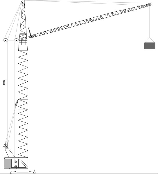 The black and white diagram shows a simple mechanical system with gears connected by rods to form an assembly line-like structure against a dark background.