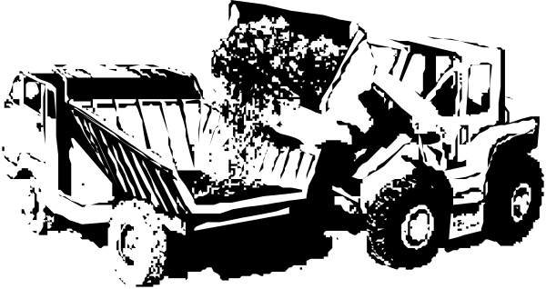 The black and white photo shows a large truck parked on an empty street at night with no visible activity around it.