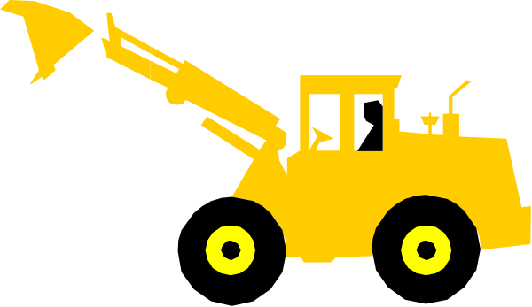 The image shows a yellow construction vehicle with an extended arm on top of it parked next to what appears to be a building under repair in front of which there is a person standing behind some scaffolding.