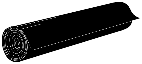The black and white illustration shows a roll of toilet paper with two rolls on either side against a gray background.