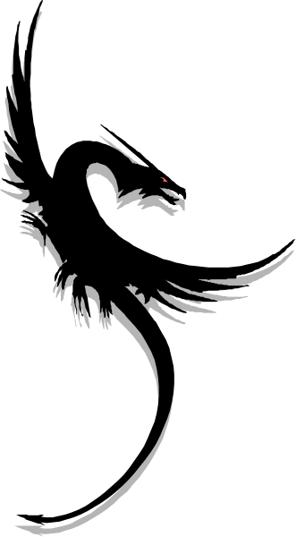The image shows a black and white graphic of an eagle with its wings spread wide against a dark background.