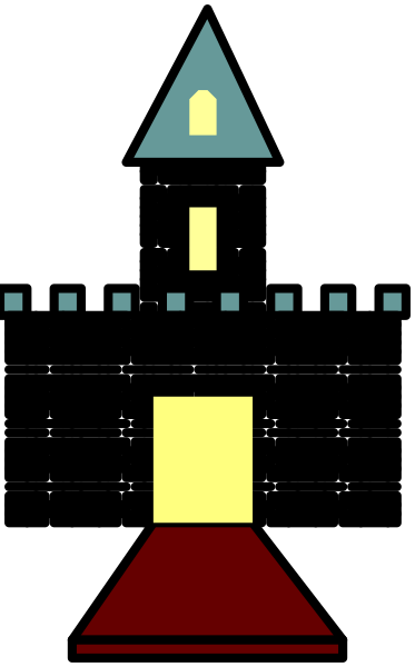 The image shows a pixelated representation of an old lighthouse with two windows at nighttime against a dark sky background.