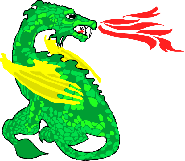 The image shows two cartoon dragons with flames coming from their mouths; there is no text present on this clip-art illustration.