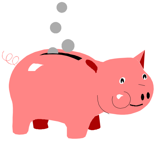 The cartoon shows a pink pig with its head sticking out of an ATM machine that has been converted into a bank vault door.