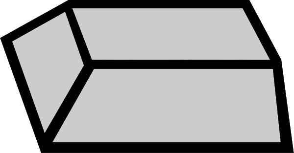 The image shows a black and white logo of an open box with two flaps on top against a gray background.