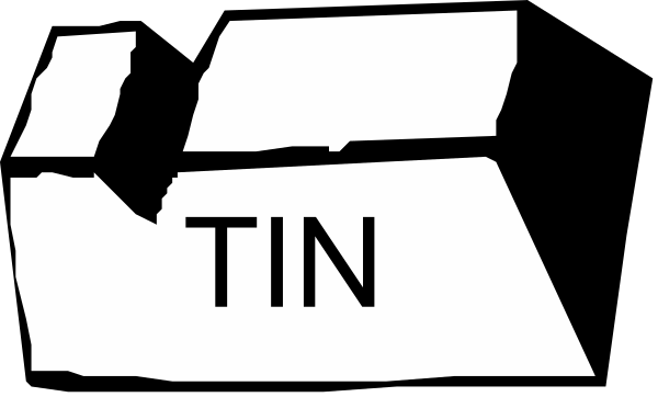The black and white logo of a tin can with text that reads "TIN".