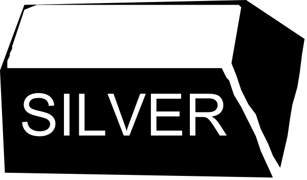 The text "SILVER" on a black background with silver border around it.