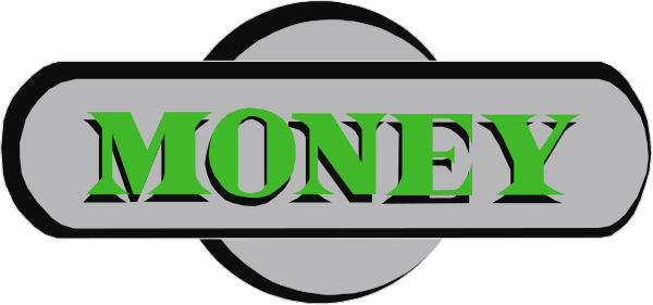 The image shows a logo with text that reads "MONEY" on top of an oval graphic resembling coins in green coloring against a white background at the bottom right corner.