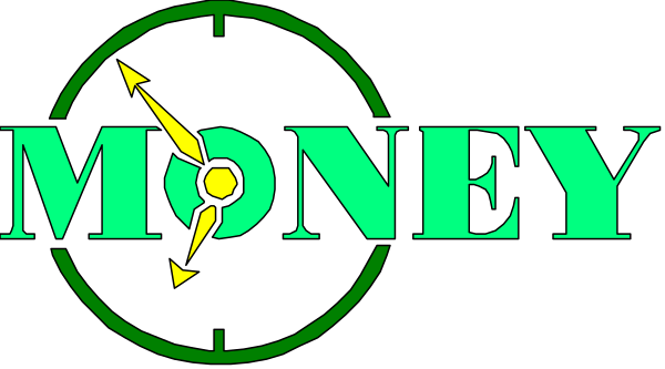 The image shows a logo with text that reads "MONEY" at the top of an arrow pointing upwards to the right side where there is another word in smaller font reading "money." Below this, on either end of two arrows forming a circle around it, are words: "INVESTING," and "BORROWING". The background color appears green.