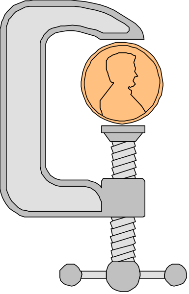 The image shows a coin slot with an illustration of two coins inserted into it: on top is what appears to be a penny, while below that seems like another type of currency; there's also a small figure resembling a person inside the machine above where you would insert money.